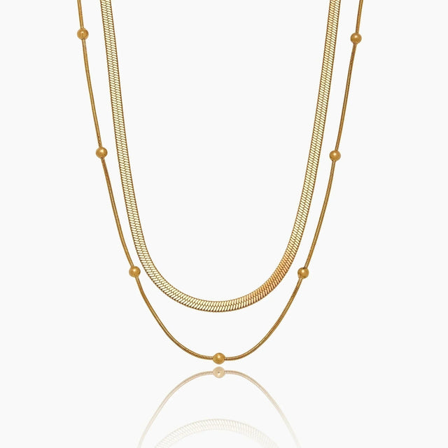 Double Necklace with Snake and Satellite Chain