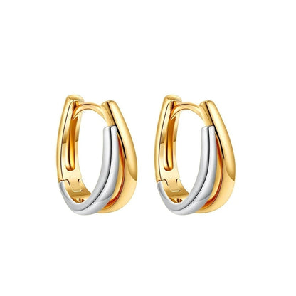 Two-Tone Double Huggie Earrings