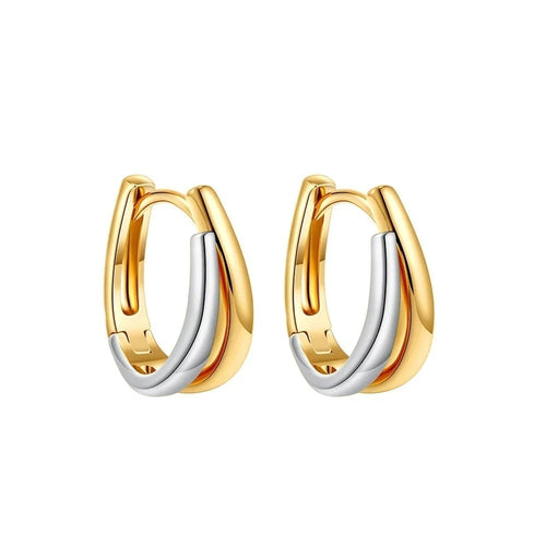 Two-Tone Double Huggie Earrings