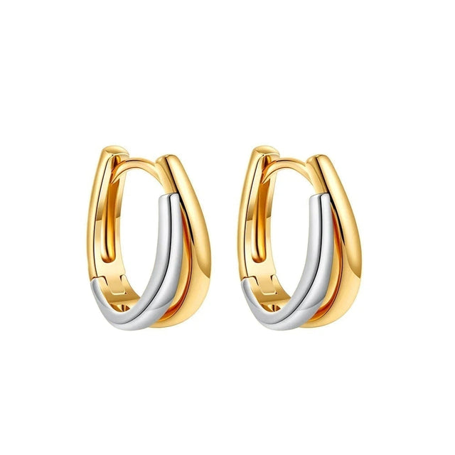 Two-Tone Double Huggie Earrings