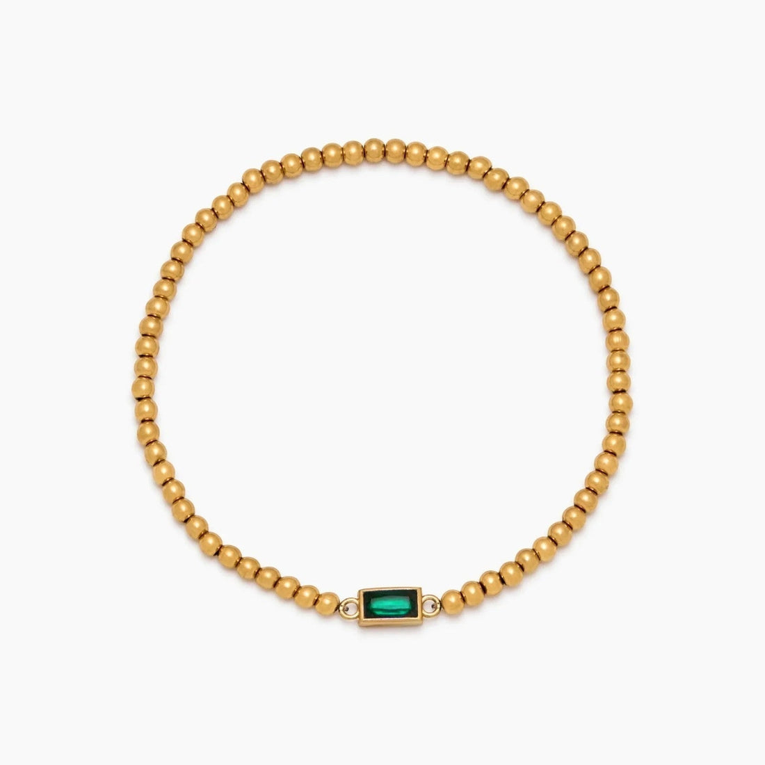 Gold Beaded Bracelet with Birthstone