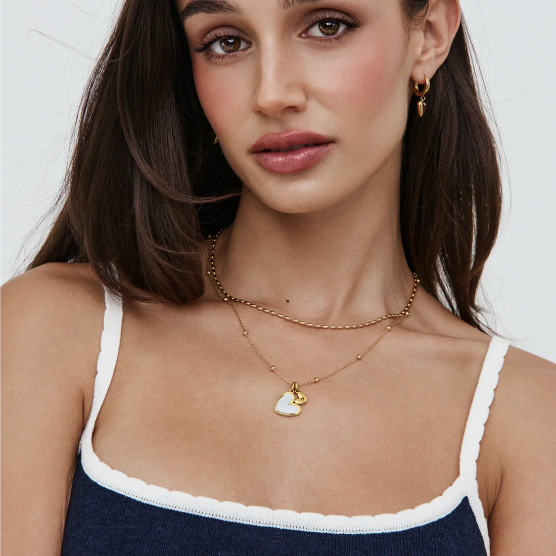 Duo Heart Necklace with Initial