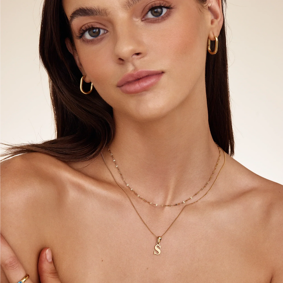 Charm Necklace with Gold Initial