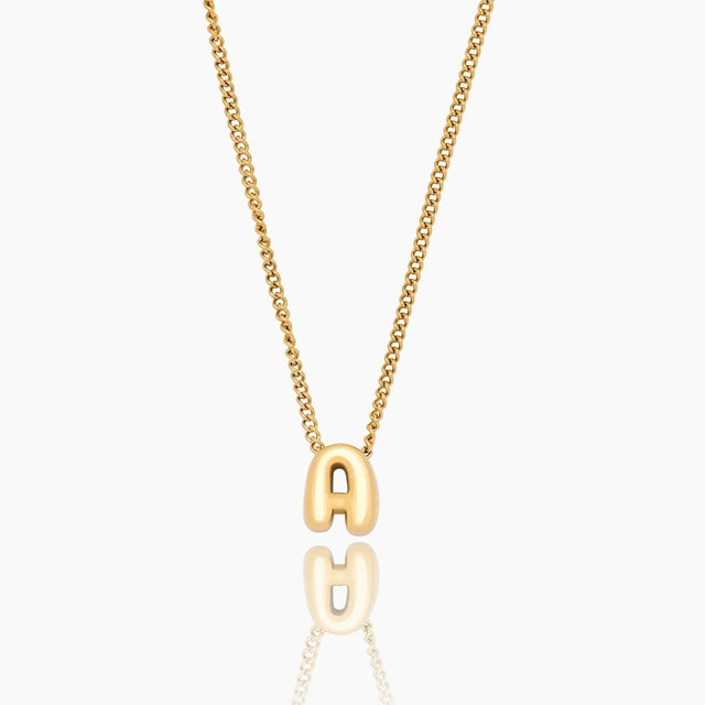 Necklace with Bubble Initial Charm