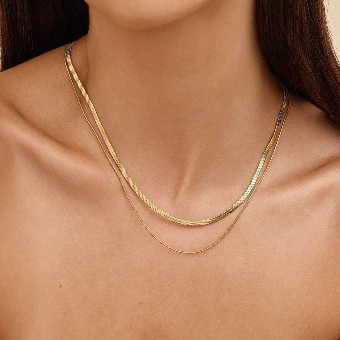 Layered Double Snake Chain Necklace