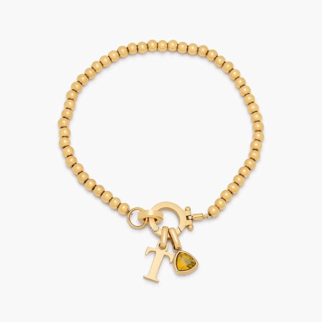 Charm Bracelet with Birthstone and Initial