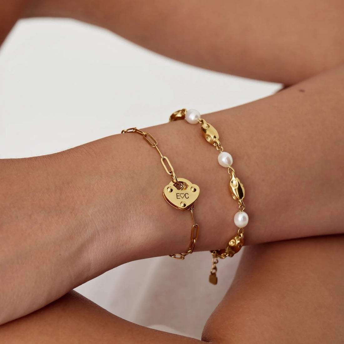 Bracelet with Heart Padlock Charm and Initial
