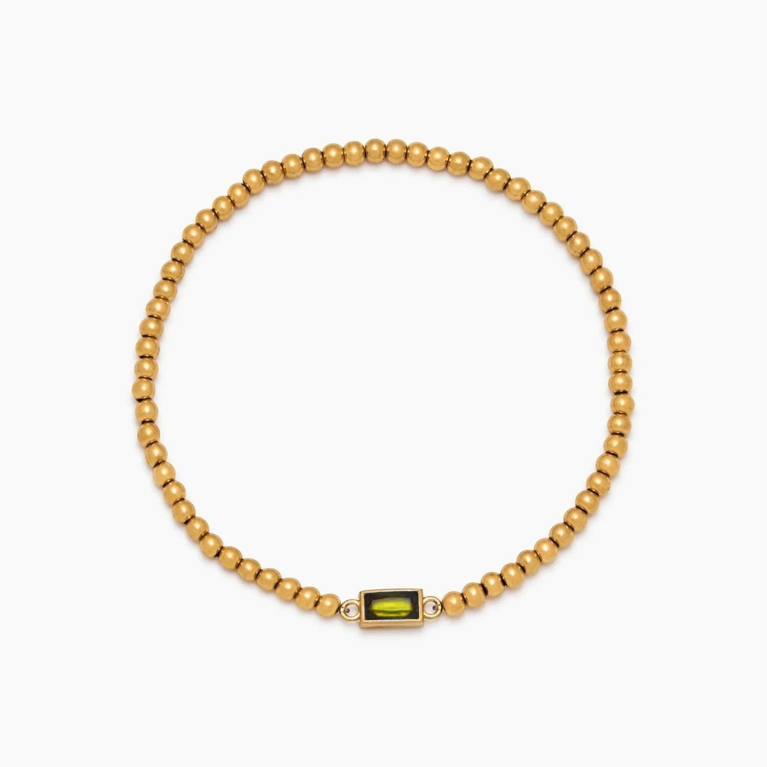 Gold Beaded Bracelet with Birthstone