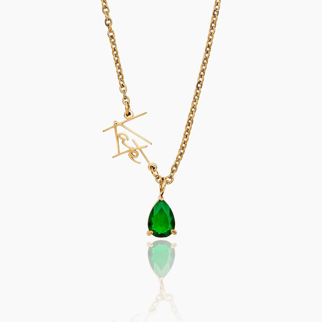 Signature Name Necklace with Birthstone