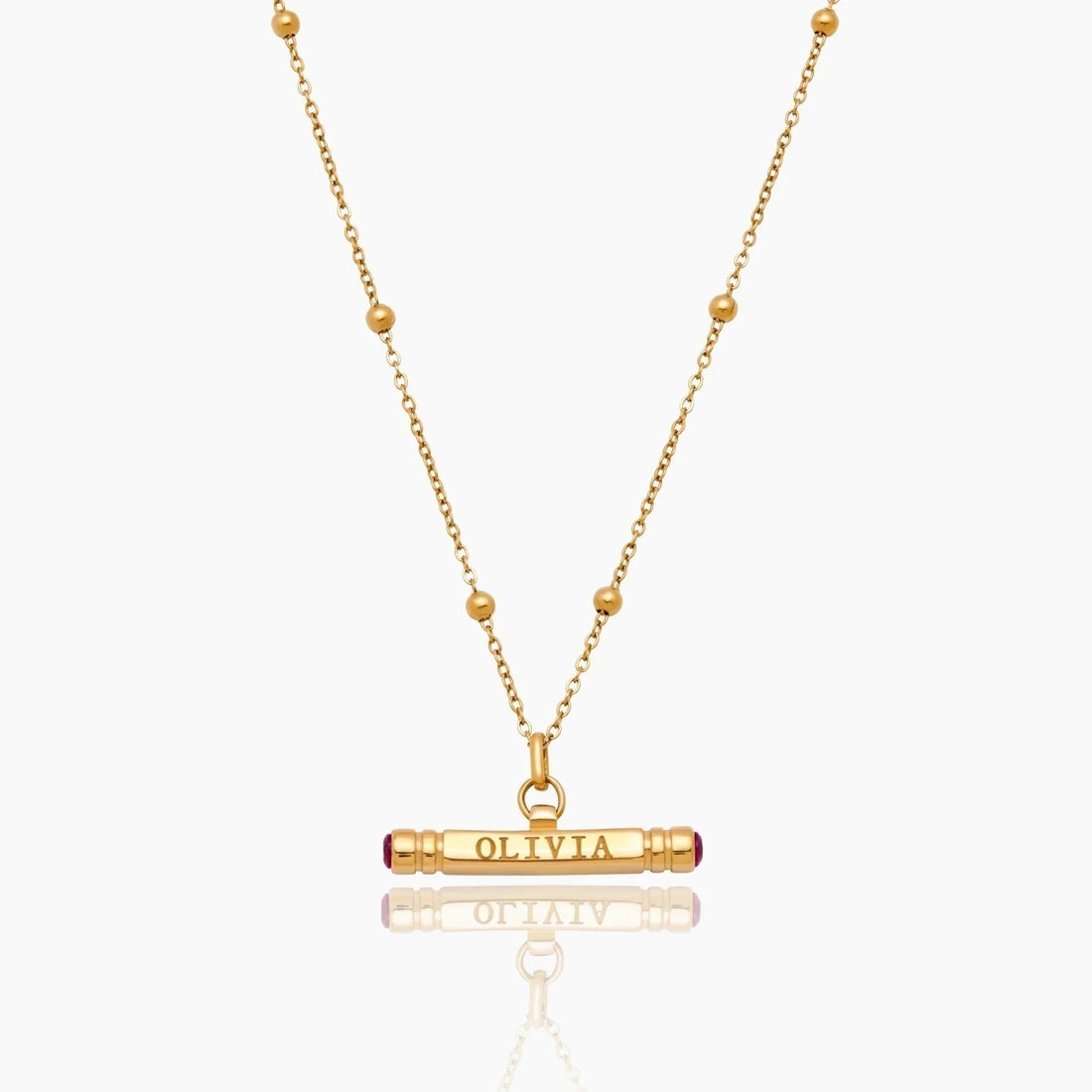 Personalized T-Bar Necklace with Name and Birthstone