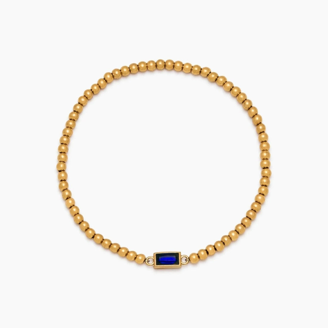 Gold Beaded Bracelet with Birthstone