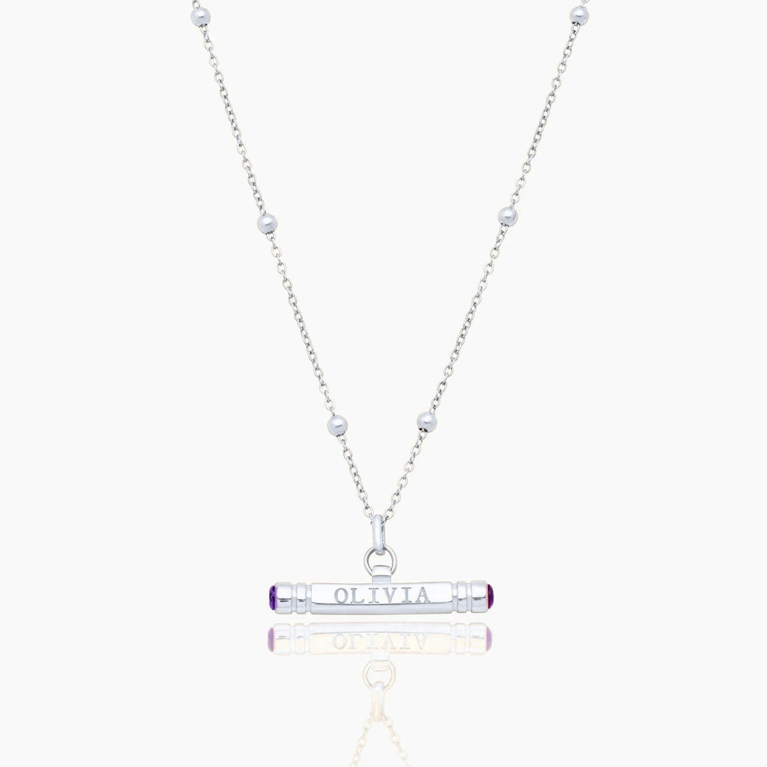 Personalized T-Bar Necklace with Name and Birthstone