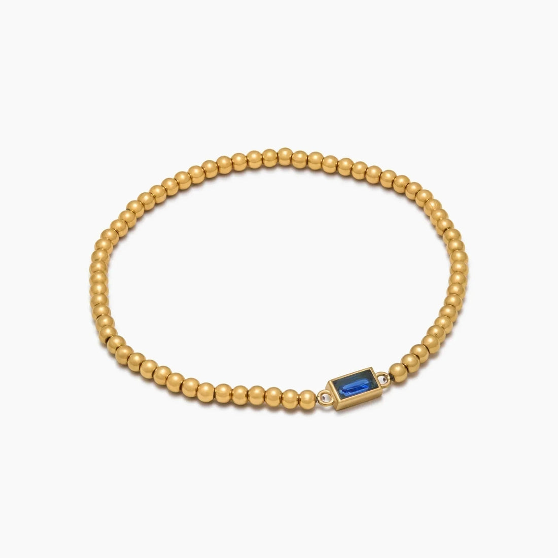 Gold Beaded Bracelet with Birthstone