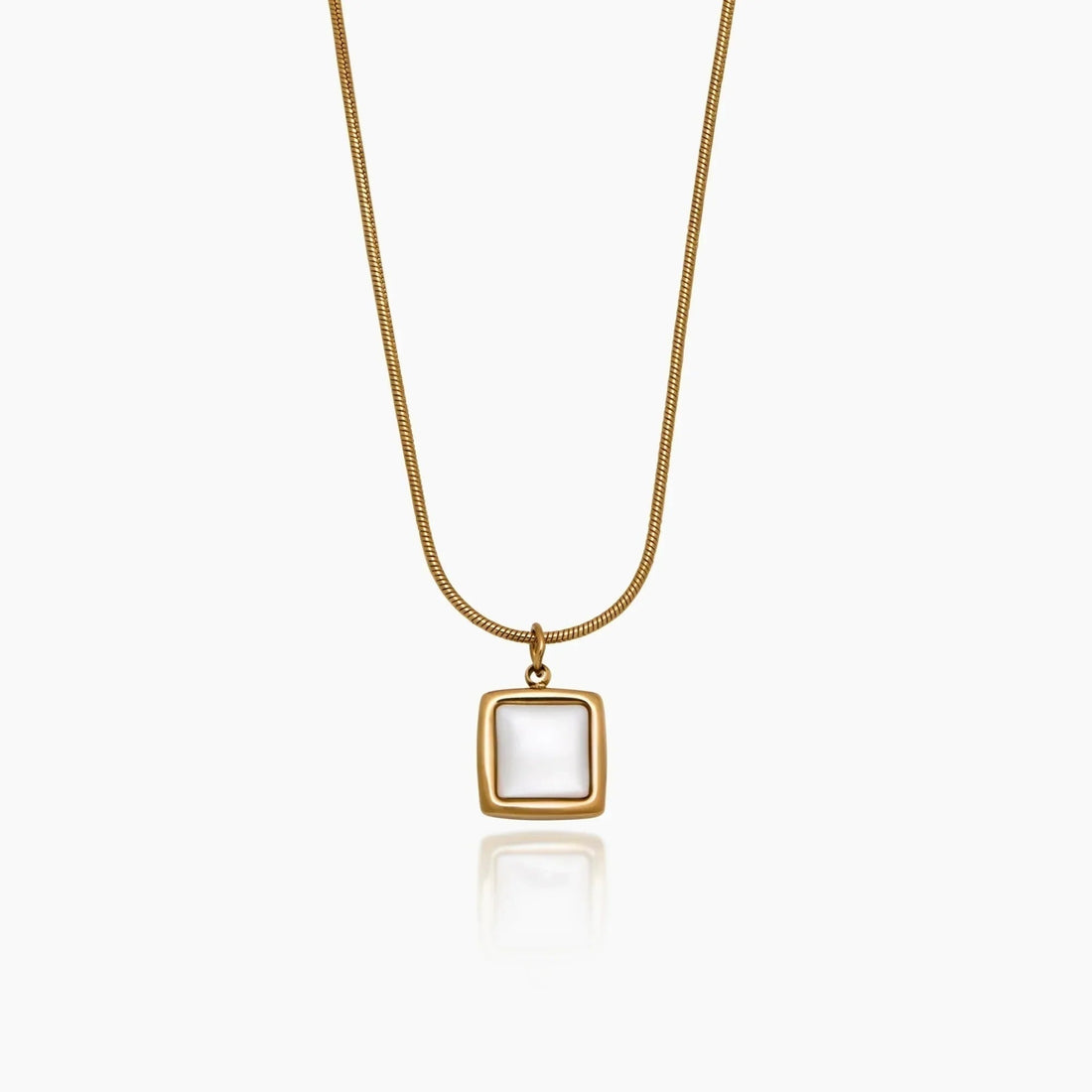 Square Mother-of-Pearl Pendant Necklace