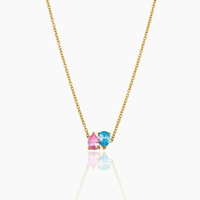 Duo Teardrop Birthstone Necklace