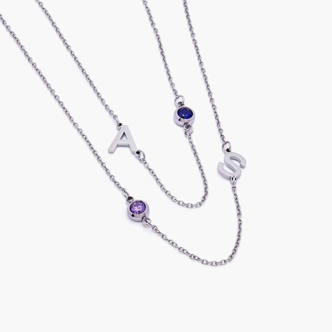 Necklace with Side Initial and Birthstone